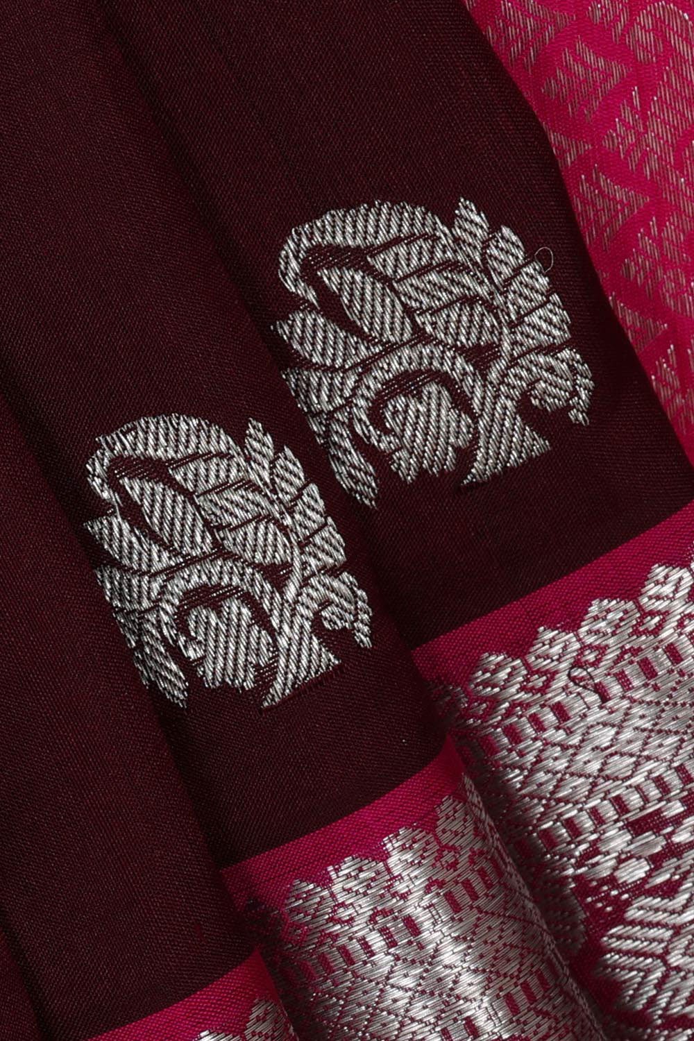 Image of Venkatagiri Silk Maroon Saree